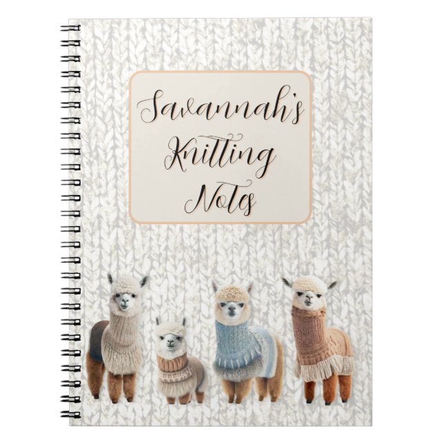 Caderno Espiral Alpacas in Sweaters Personalized Knitting  (Frente)