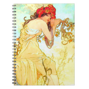 Caderno Espiral Alphonse Mucha Art Nouveau Summer