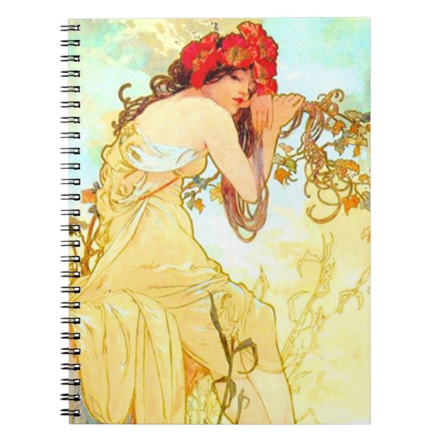 Caderno Espiral Alphonse Mucha Art Nouveau Summer (Frente)