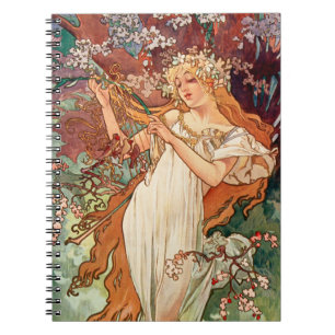 Caderno Espiral Alphonse Mucha, As Estações (1896) Primavera