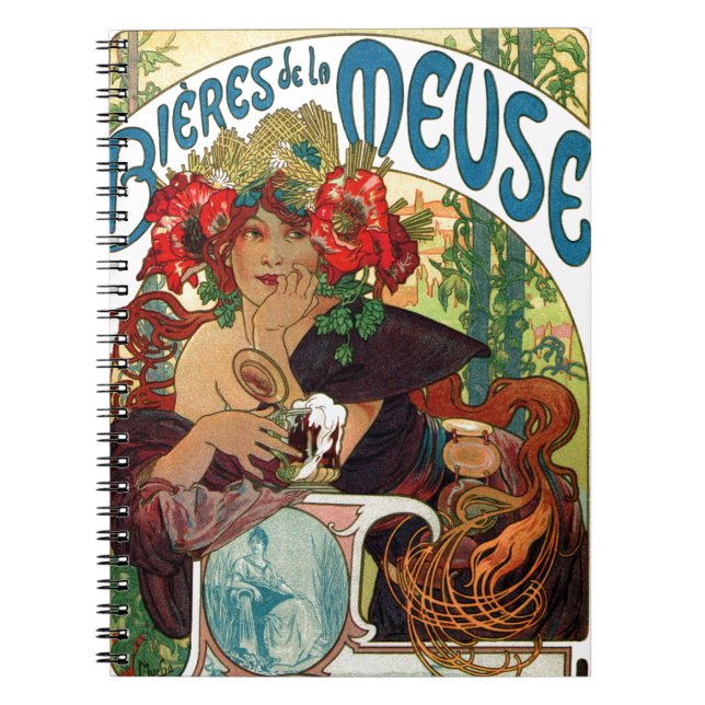 Caderno Espiral Alphonse Mucha Bieres De La Meuse (Frente)