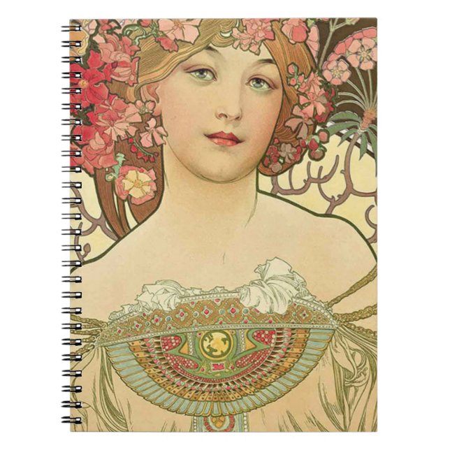 Caderno Espiral Alphonse Mucha – Mestre do Art Nouveau (Frente)