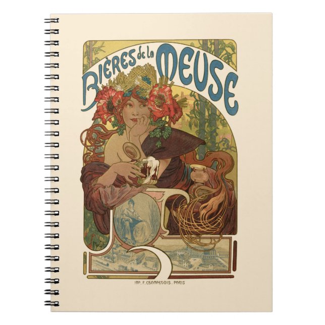Caderno Espiral Alphonse Mucha Trabalho de arte (Frente)