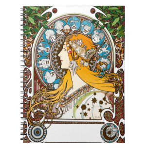 Caderno Espiral Alphonse Mucha - Zodíaco