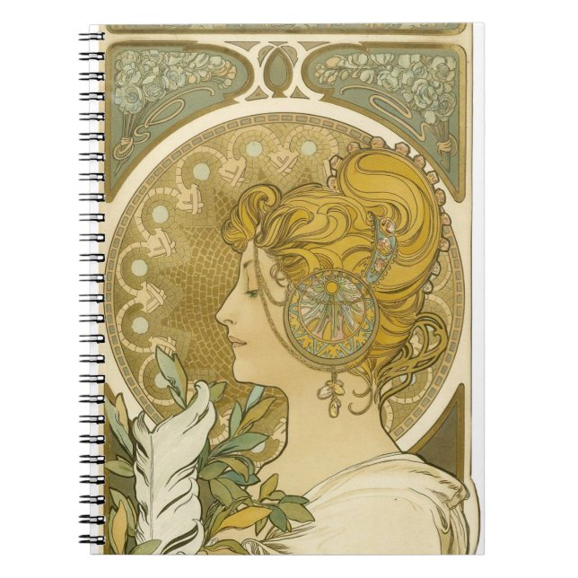 Caderno Espiral Alphonse Mucha's La Plume (Frente)