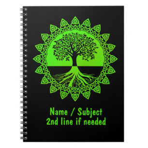 Caderno Espiral Alterar texto do nome - Árvore verde-celta de vida