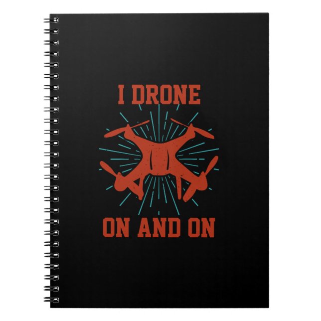 Caderno Espiral Alterar Texto ou Adicionar Nome, Eu Drone Ativado  (Frente)