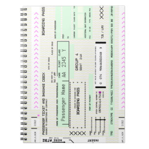 Caderno Espiral Altere esta passagem de embarque da linha aérea