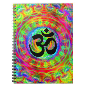 Caderno Espiral Alvo de Tiedye com Símbolo Om
