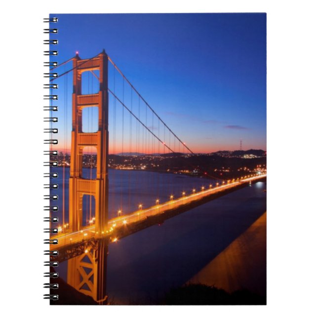 Caderno Espiral Alvorecer sobre a ponte de San Francisco e de (Frente)
