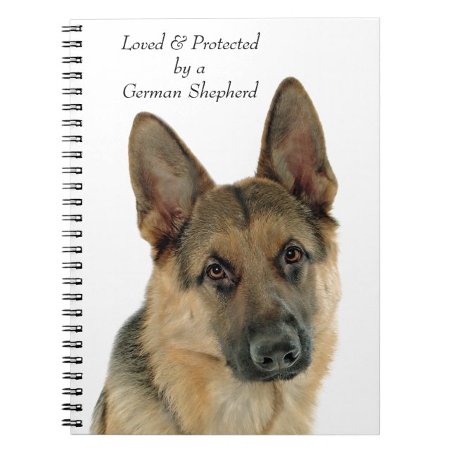 Caderno Espiral Amado & protegido por um german shepherd (Frente)