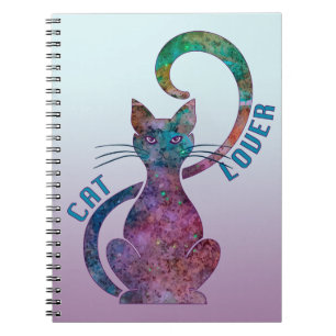 Caderno Espiral Amante colorido do gato