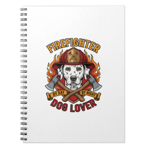 Caderno Espiral Amante de Cachorro Bombeiro Dalmatian Fogo Capacet