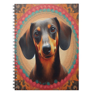 Caderno Espiral Amante de Cão de Dachshund Cortado de Fronteira Re