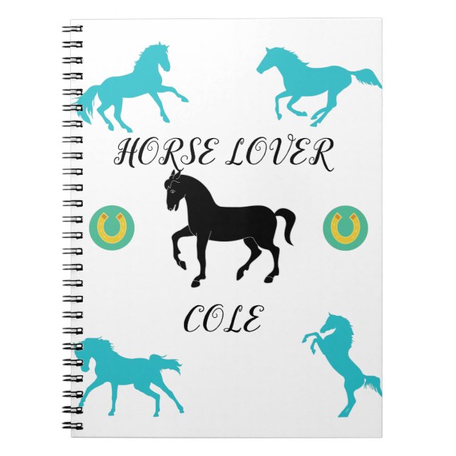 Caderno espiral amante de cavalos. (Frente)