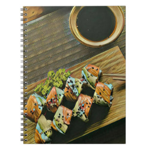 Caderno Espiral Amante de sushi da comida japonesa