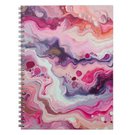 Caderno Espiral Amante do design de derramamento acrílico rosa
