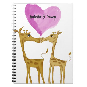 Caderno Espiral Amantes Adoráveis da Girafa