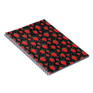 Caderno Espiral Amantes de Frutas Morango Vermelho Elegantes Bagas