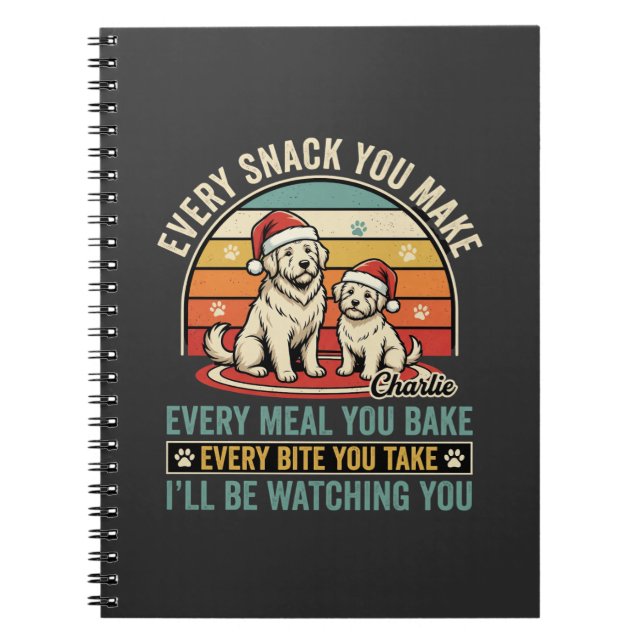 Caderno Espiral Amantes de Natal Observam Comida de Cachorro (Frente)