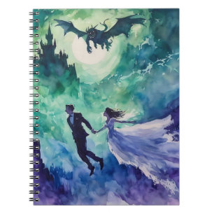 Caderno Espiral Amantes Voantes - Pintura Por Aquarela