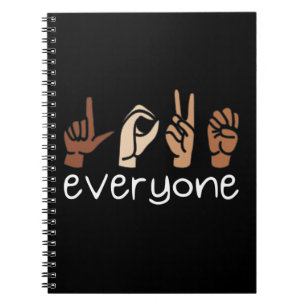 Caderno Espiral Amar Todos Sinais de Mão Linguagem Melanin ASL