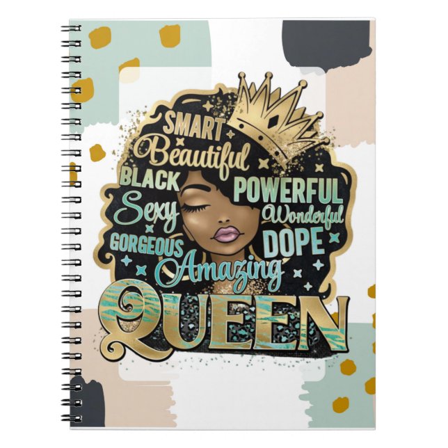 Caderno Espiral Amarelante Melanin Black Queen Mulheres Mãe (Frente)