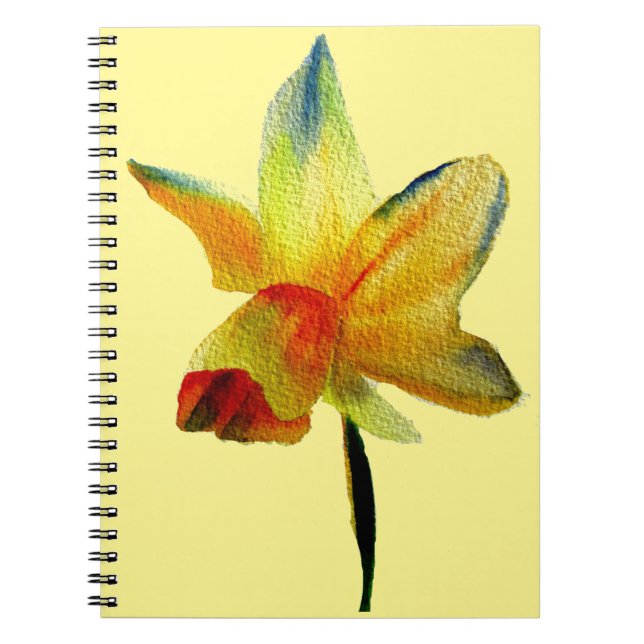 Caderno Espiral Amarelo Daffodil watercolor Primavera (Frente)
