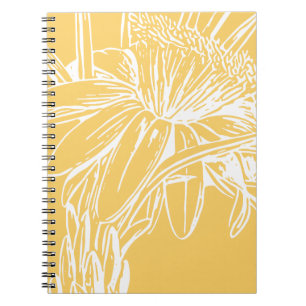 Caderno Espiral Amarelo de desenho da linha plana botulínica minim