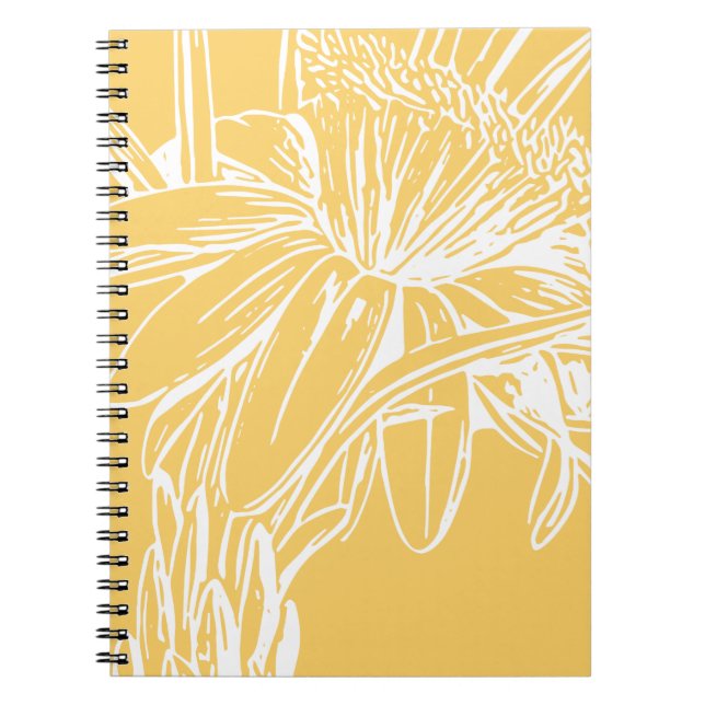 Caderno Espiral Amarelo de desenho da linha plana botulínica minim (Frente)