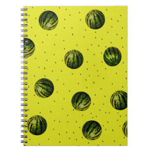 Caderno Espiral amarelo de melancia com sementes