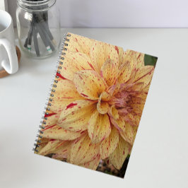 Caderno Espiral Amarelo e Vermelho Variegado Dahlia Floral