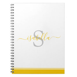 Caderno Espiral Amarelo Elegante Inicial Monograma