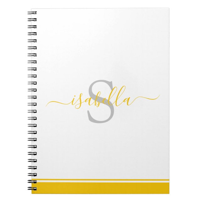 Caderno Espiral Amarelo Elegante Inicial Monograma (Frente)