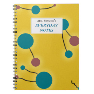 Caderno Espiral Amarelo retro Doted do universo com etiqueta do