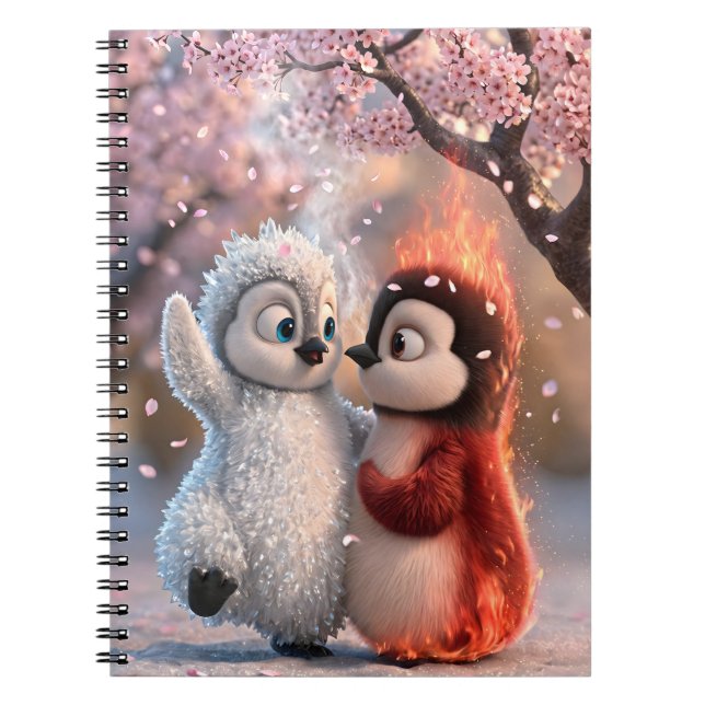 Caderno Espiral Amber & Frosty Cherry Blossom Penguin Notebook (Frente)