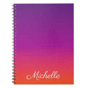 Caderno Espiral Ambre de gradiente roxo, rosa e laranja