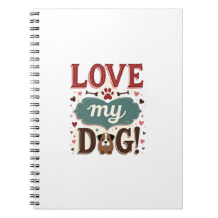 Caderno Espiral Ame Me Ame Meu Cachorro Vintage Impressão de Pata 