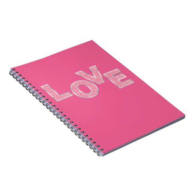 Caderno Espiral Ame o brilho prateado rosa (Lado Direito)
