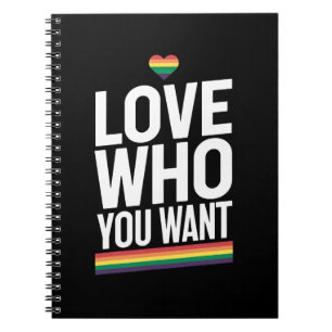 Caderno Espiral Ame quem você quer que o Rainbow Orgulho gay Flag 