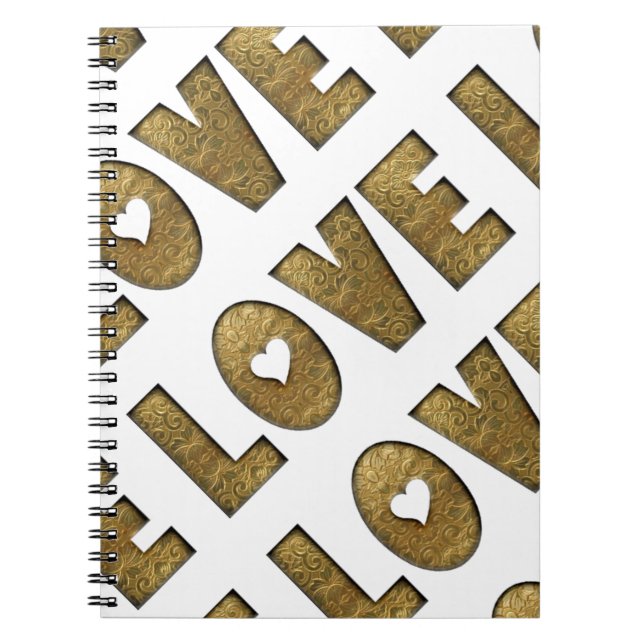 Caderno Espiral Ame Texto Dourado Palavra Decorativa do Ouro Elega (Frente)