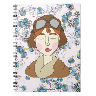 Caderno Espiral Amelia Earhart - Mulheres Notáveis