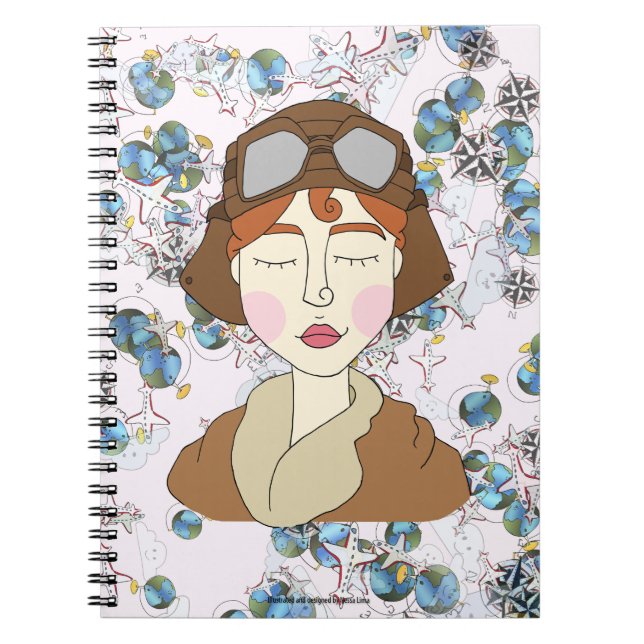 Caderno Espiral Amelia Earhart - Mulheres Notáveis (Frente)