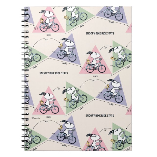 Caderno Espiral Amendoins | Estadas de bicicleta de esnoopia (Frente)