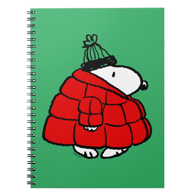 Caderno Espiral Amendoins | Jaqueta Snoopy Red Puffer (Frente)