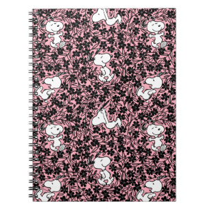 Caderno Espiral Amendoins   Padrão Da Vinha Da Flor De Esnoopia