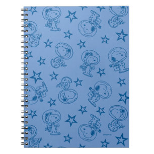 Caderno Espiral Amendoins   Padrão do Astronauta Espacial Azul Sno