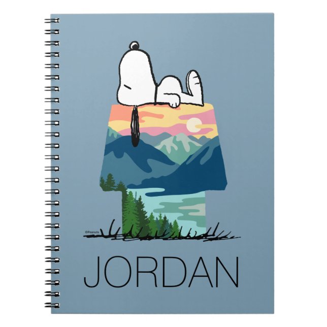 Caderno Espiral Amendoins | Snoopy Dog House Sunrise | Adicione se (Frente)