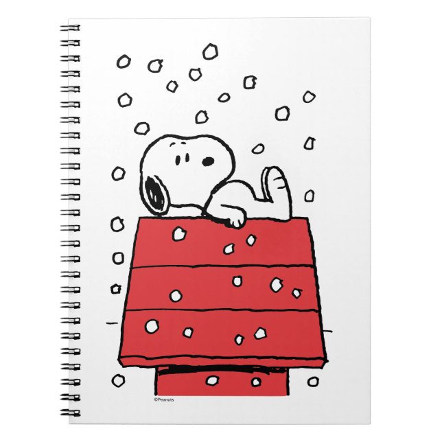 Caderno Espiral Amendoins | Snoopy Doghouse Snowflakes (Frente)