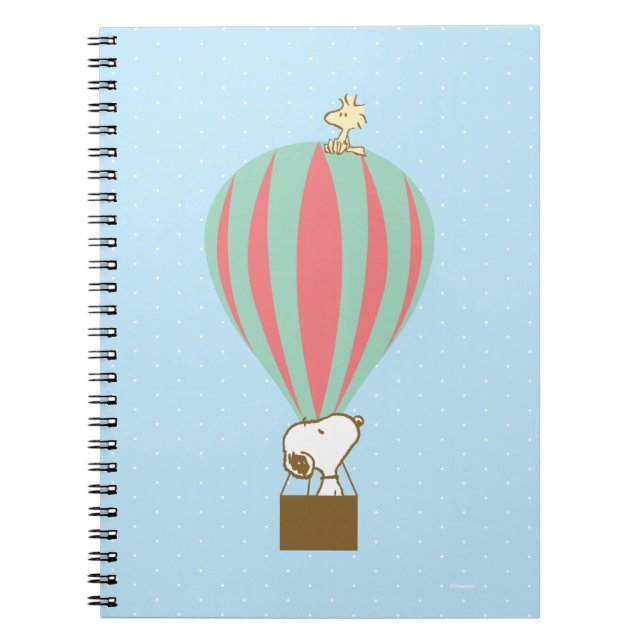 Caderno Espiral Amendoins | Snoopy & Woodstock Balão de Ar Quente (Frente)